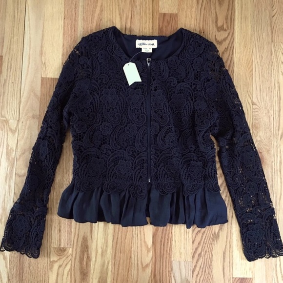 NEW Anthropologie Lilis Closet Lace Peplum Bomber - Picture 3 of 7